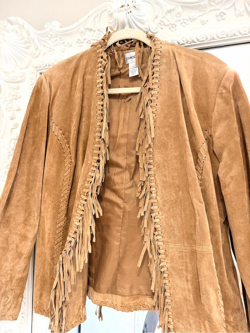 Chico's Camel Brown Suede Leather Fringe Western Jacket - Picture 3 of 6